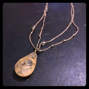 Vintage double strand citrine teardrop necklace